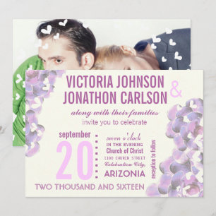 Radiant Orchid Succulent Modern Typography Wedding Invitation