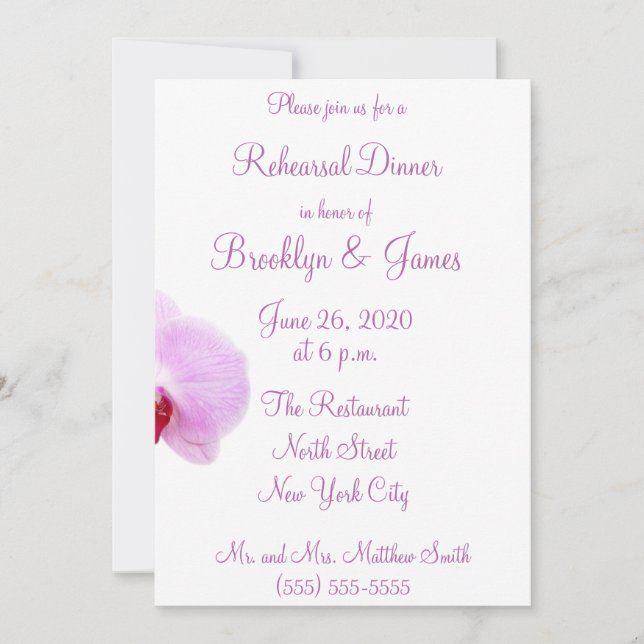 Radiant Orchid Wedding Rehearsal Invitations (Front)