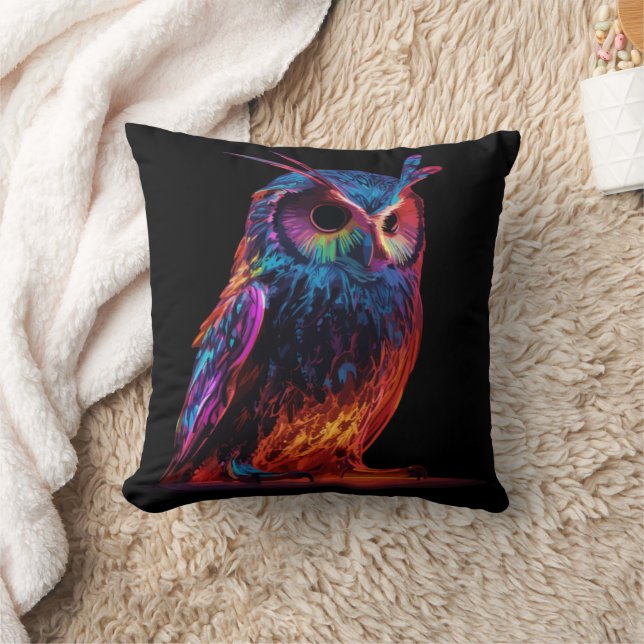 Radiant Owl Throw Pillow (Blanket)