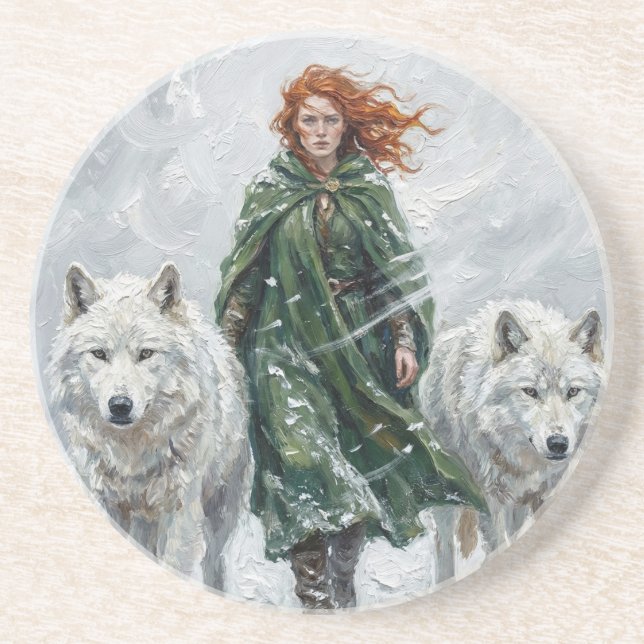 Radiant Peace Dove Lantern Imbolc Snowdrops Art Coaster (Front)