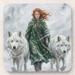 Radiant Peace Dove Lantern Imbolc Snowdrops Art Coaster