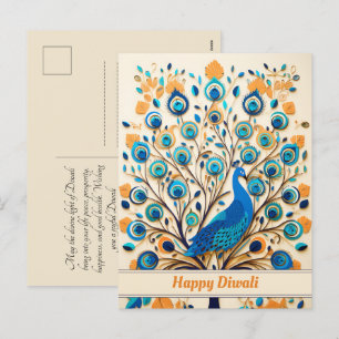 🦚 Radiant Peacock Diwali Blessings Holiday Postcard