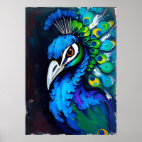 Radiant Peacock Splash Art – Colourful Bird Art