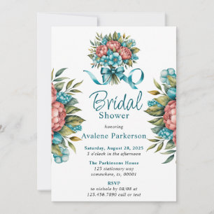 Radiant Peony Bouquet Bridal Shower Invitation