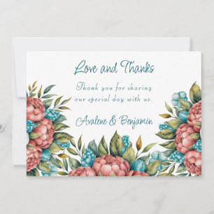 Radiant Peony Bouquet Love and Thanks Card