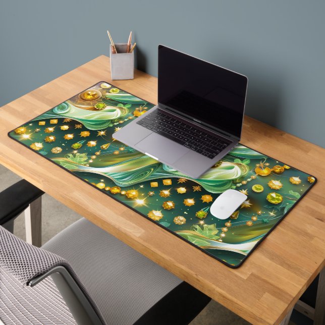 Radiant Peridot Citrine Celestial Moon Desk Mat (Office 2)