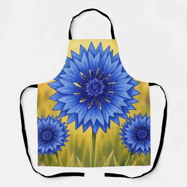 Radiant Petal: Cornflower Blue Apron (Front)