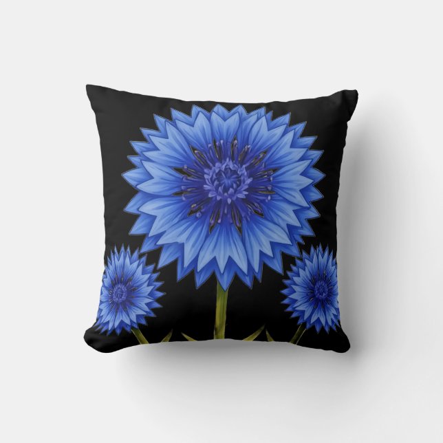 Radiant Petal Series – Cornflower Throw Pillow (Front)