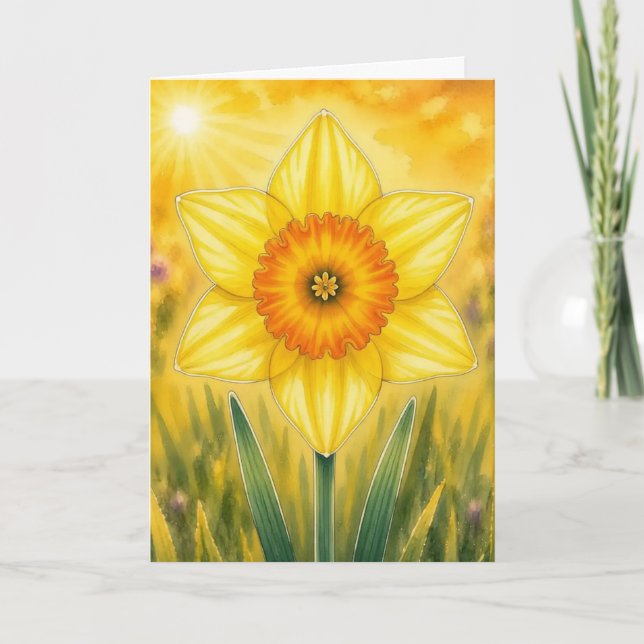 Radiant Petal Series – Daffodil Card (Front)