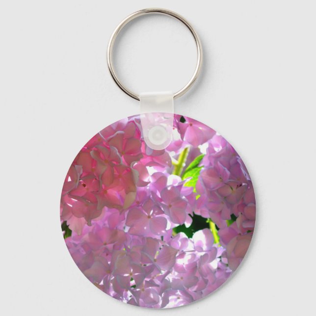 Radiant Pink Hydrangeas Keychain (Front)