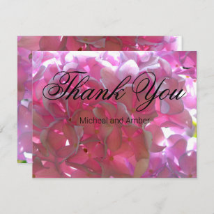 Radiant Pink Hydrangeas, pink flowers pink flowers Thank You Card