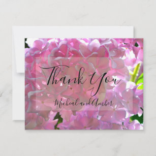 Radiant Pink Hydrangeas, pink flowers pink flowers Thank You Card