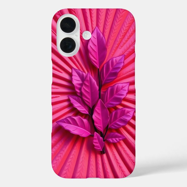 Radiant Pink Leaves Burst iPhone Case (Back)