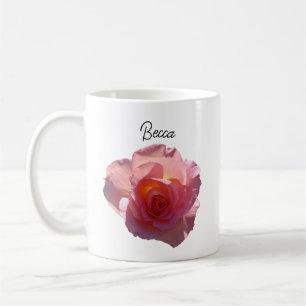Radiant Pink Tea Rose Personalized Mug