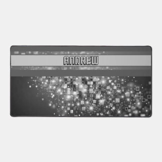 Radiant Pixel Bokeh Desk Mat