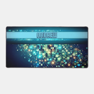 Radiant Pixel Bokeh Desk Mat