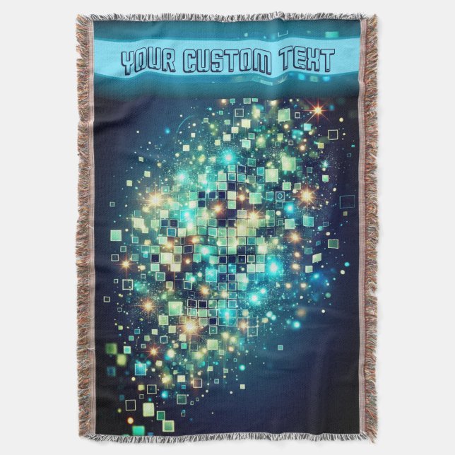 Radiant Pixel Bokeh Throw Blanket (Front Vertical)