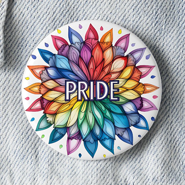 Radiant PRIDE Month Mandala 2 Inch Round Button (Creator Uploaded)
