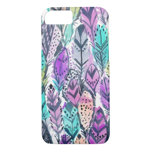 Radiant Purple Boho Feathers Case-Mate iPhone Case (Back)