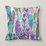 Radiant Purple Boho Feathers Throw Pillow<br><div class="desc">Beachy vibes of turquoise with radiant orchid. These feathers make me want to take off like a modern gypsy with my Birkenstocks to some far off sandy vacation or woodland hike.</div>