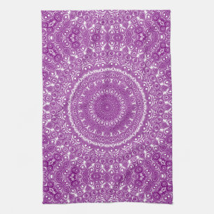 Radiant Purple Geometric Bloom Kitchen Towel