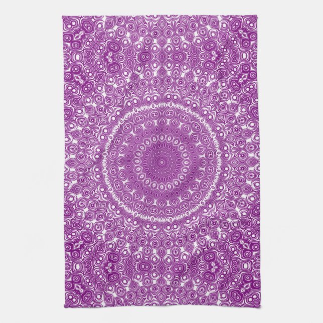 Radiant Purple Geometric Bloom Kitchen Towel (Vertical)
