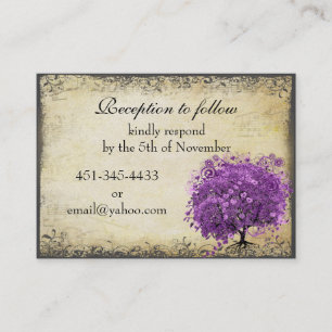 Radiant Purple Heart Leaf Tree Wedding Business Card