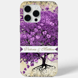 Radiant Purple Heart Leaf Tree Wedding iPhone 15 Pro Max Case