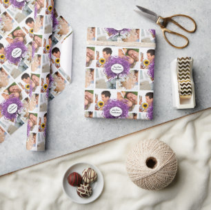 Radiant Purple Heart Leaf Tree Wedding Wrapping Paper