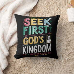 Radiant Pursuit of God: Seek First Gods Kingdom Throw Pillow