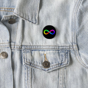 Radiant Rainbow Autism Awareness Infinity Knot 1 Inch Round Button