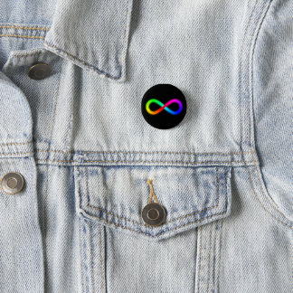 Radiant Rainbow Autism Awareness Infinity Knot 1 Inch Round Button