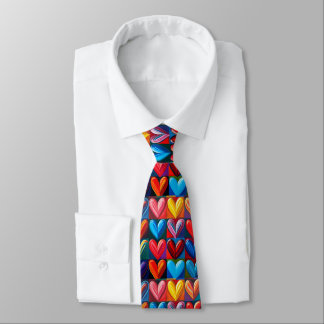 Radiant Rainbow Hearts Tie