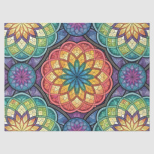 Radiant Rainbow Mandala Mosaic – Stained Glass Tissue Paper