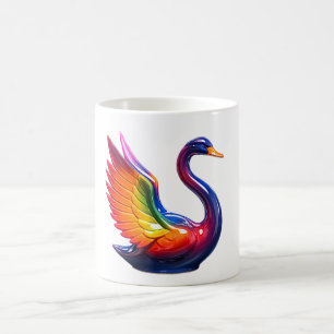 Radiant Rainbow Swan Coffee Mug