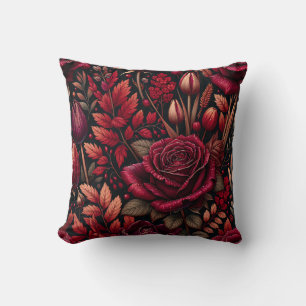 “Radiant Raindrop Fall Foliage Floral Art” Throw Pillow