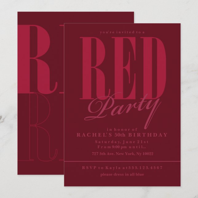 Radiant Red Party Invitations (Front/Back)