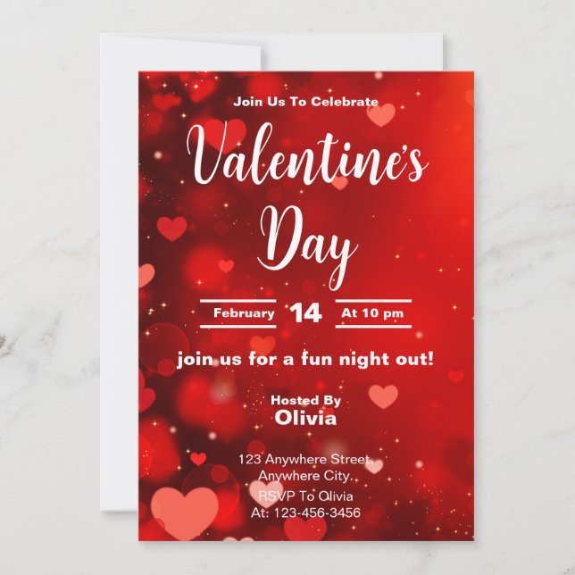 Radiant Red Valentine's Day Out Invitation (Devant)