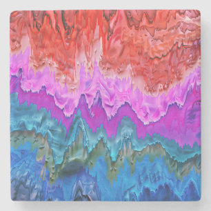 "Radiant Reflection" Colourful Abstract Art Stone Coaster