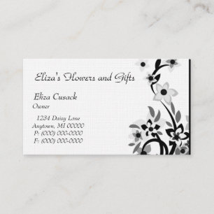 Radiant Retro Flowers Business Card, Black Card