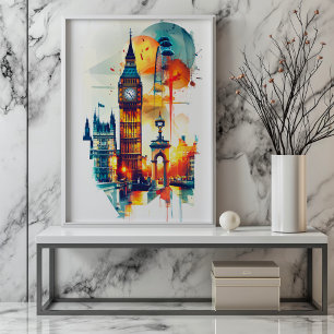 Radiant Rhapsody: London's Big-Ben and The Shard Poster