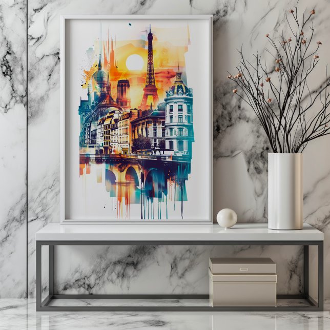 Radiant Rhapsody: Paris Monuments & Eiffel Tower Poster (Creator Uploaded)