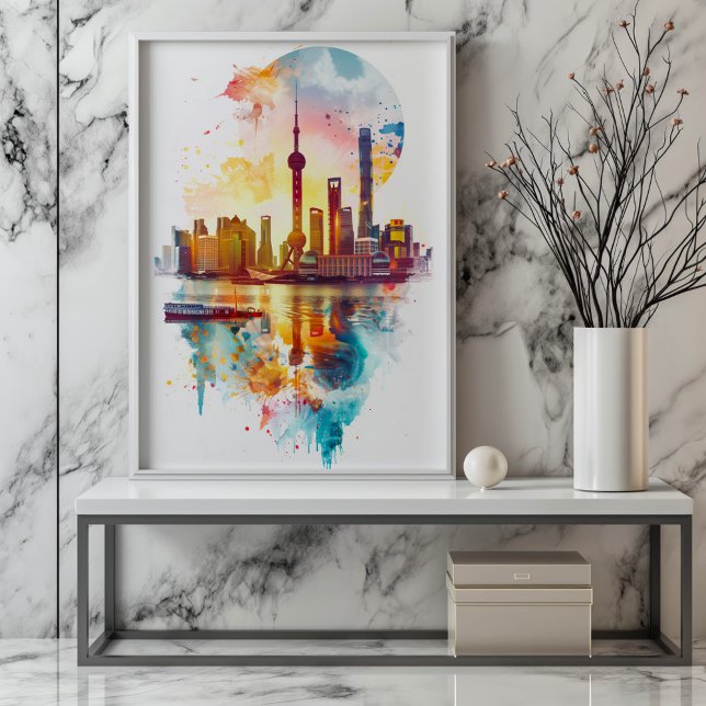 Radiant Rhapsody: Shanghai's Pudong Skyline Poster (Creator Uploaded)