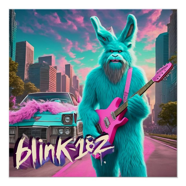 Radiant Rocker: Bigfoot Bunny Shreds - A Blink-182 Poster (Front)