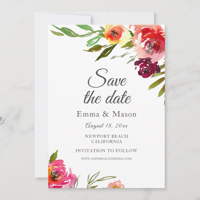 Radiant Romance Floral Save The Date (Front)
