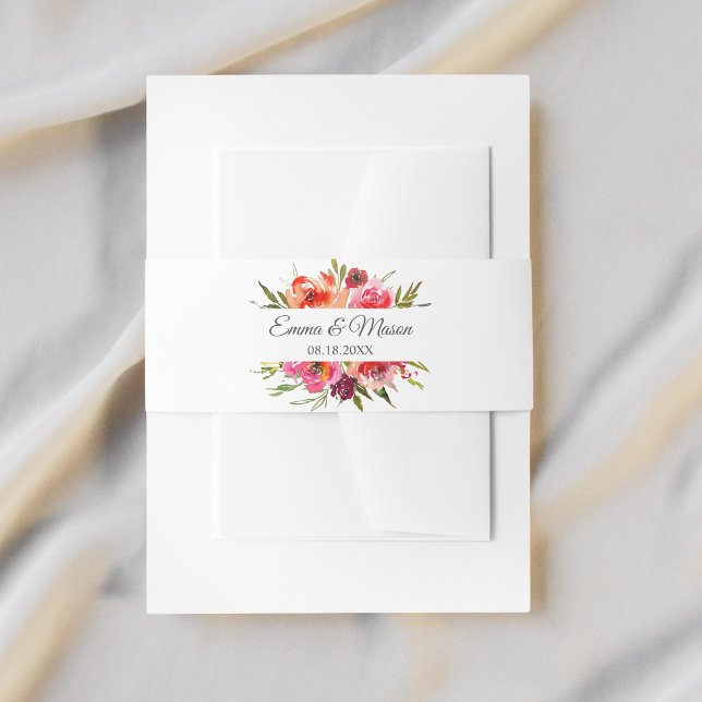 Radiant Romance Floral Wedding Invitation Belly Band (Creator Uploaded)