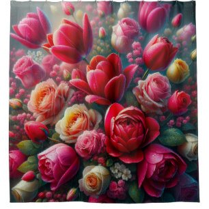 “Radiant Rose Blooms: Dew-Kissed Florals"