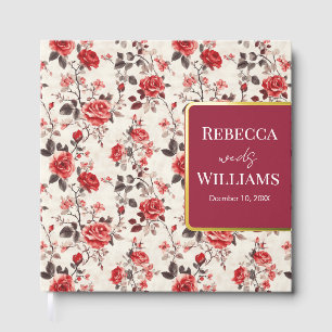 Radiant Rose Flower Boho Wedding Guest Book