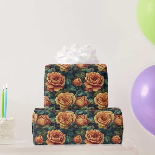 Radiant Rose Greenery Wrapping Paper (Party Gifts)