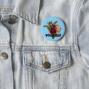 Radiant Rose & the Gentle Bee, Bee Yourself Postca 2 Inch Round Button